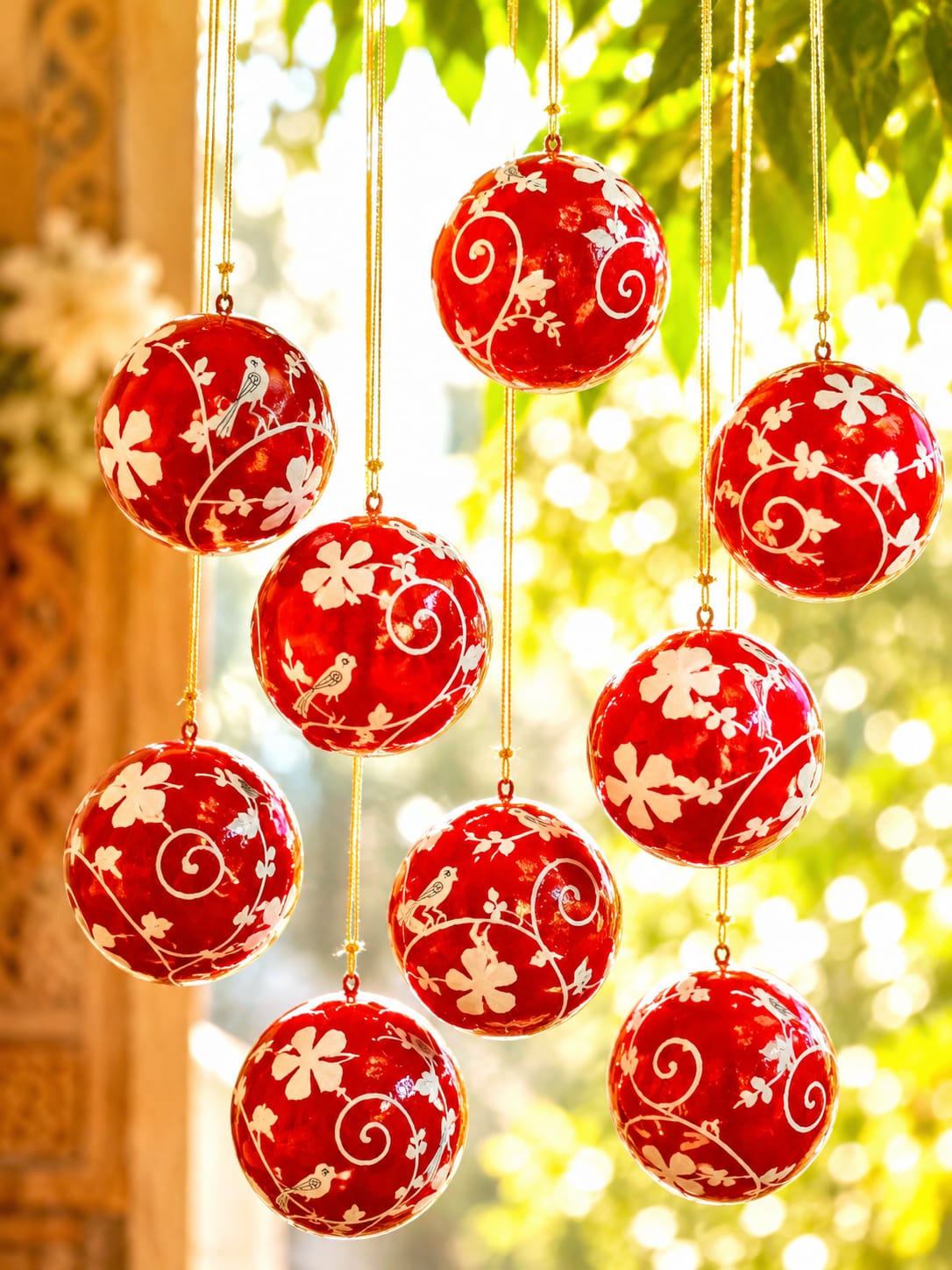 Handmade Christmas Balls,Indian Ornaments,Christmas tree Decoration,Paper Mache bauble,Handmade Christmas Ornament,Hanging christmas Bauble.